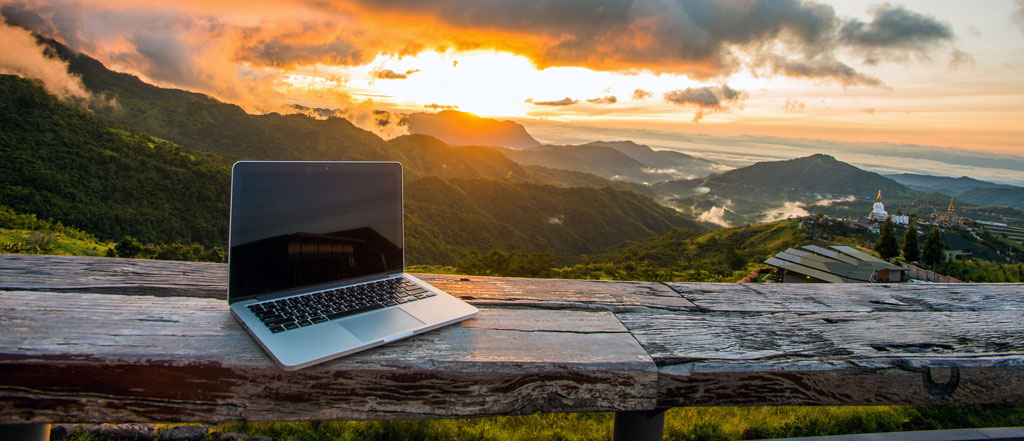 Laptop in the Mountains